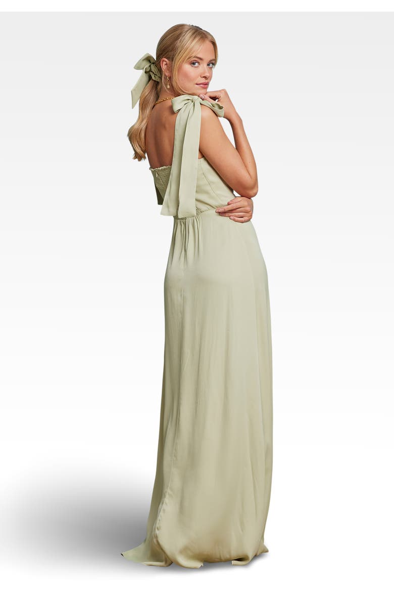 Allegra Tie Shoulder Bridesmaid Dress, Alternate, color, Sage Green