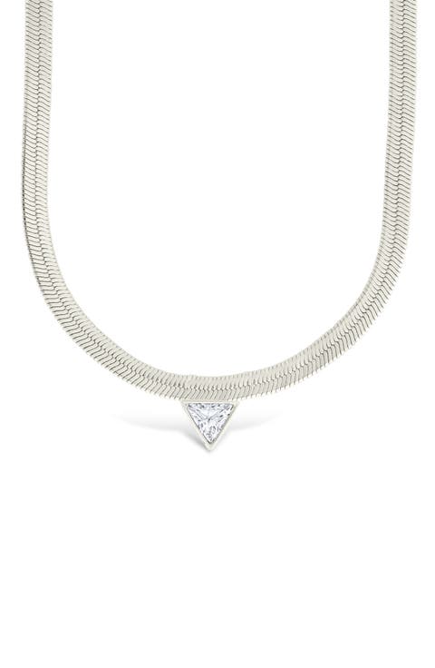 Ruth Cubic Zirconia Pendant Herringbone Chain Necklace