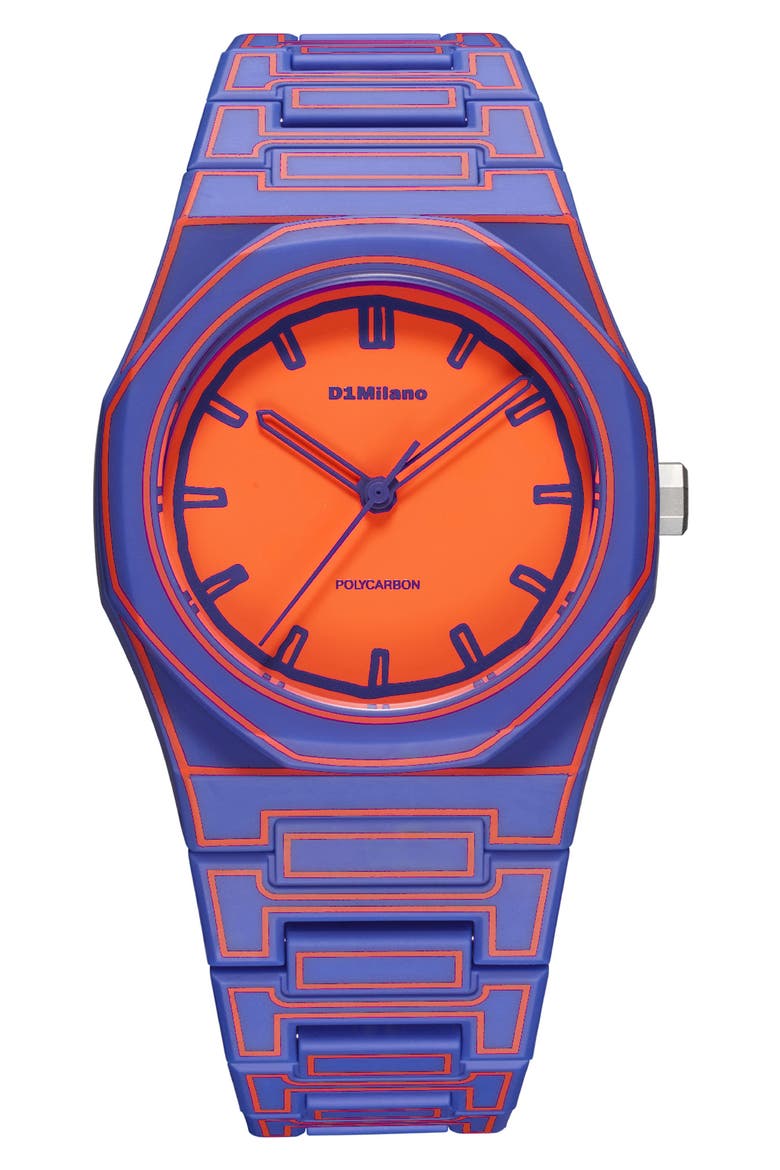 Electricclash Polycarbon Bracelet Watch, 37mm, Main, color, BLUE-ORANGE