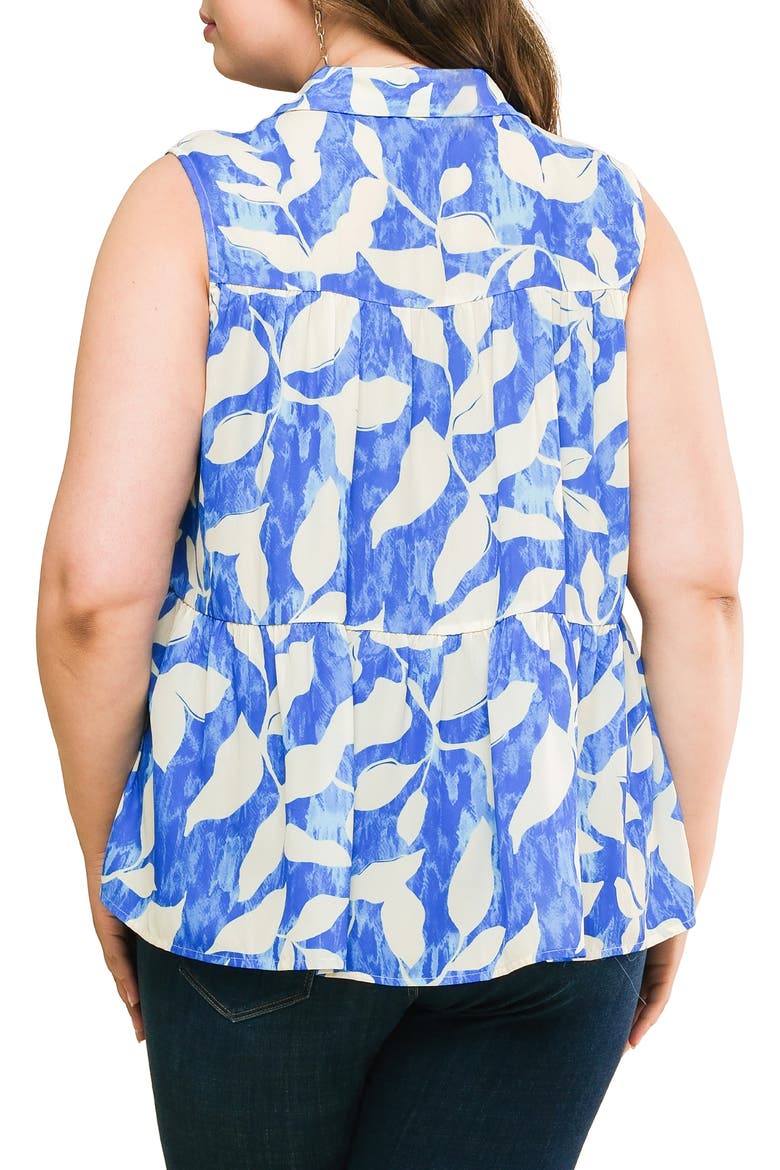 Button Front Sleeveless Top, Alternate, color, BLUE