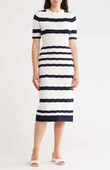 Nanette Lepore Stripe Pointelle Stitch Sweater Dress