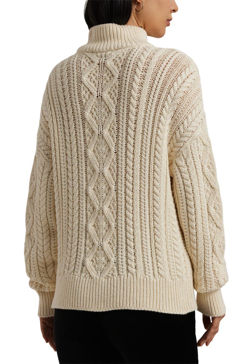 Fisherman Cotton Quarter Zip Sweater, Alternate, color, MASCARPONE CREAM