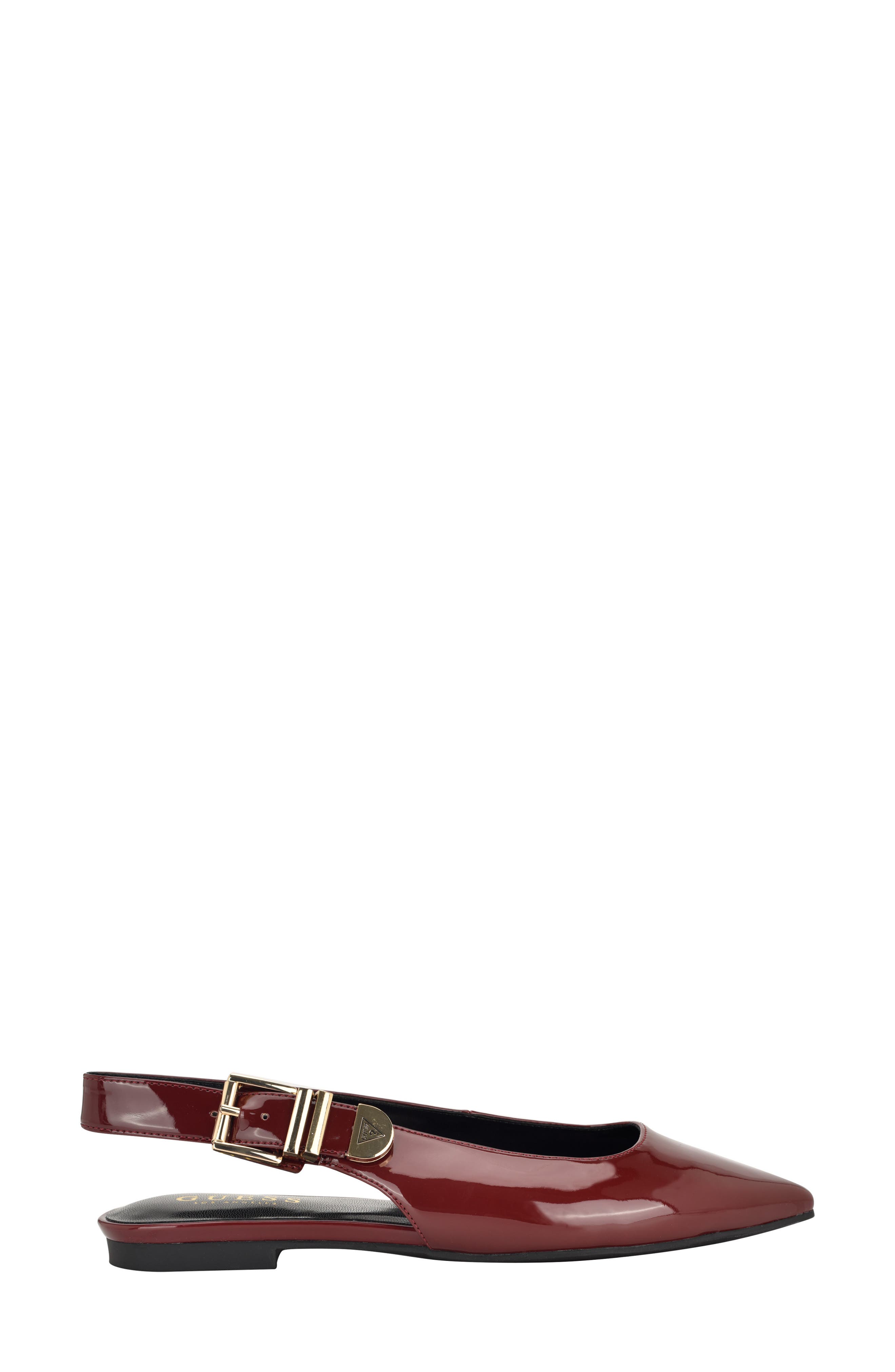 GUESS <p>Elirra Faux Leather Slingback Flat (Women)</p>, Alternate, color, Dark Red