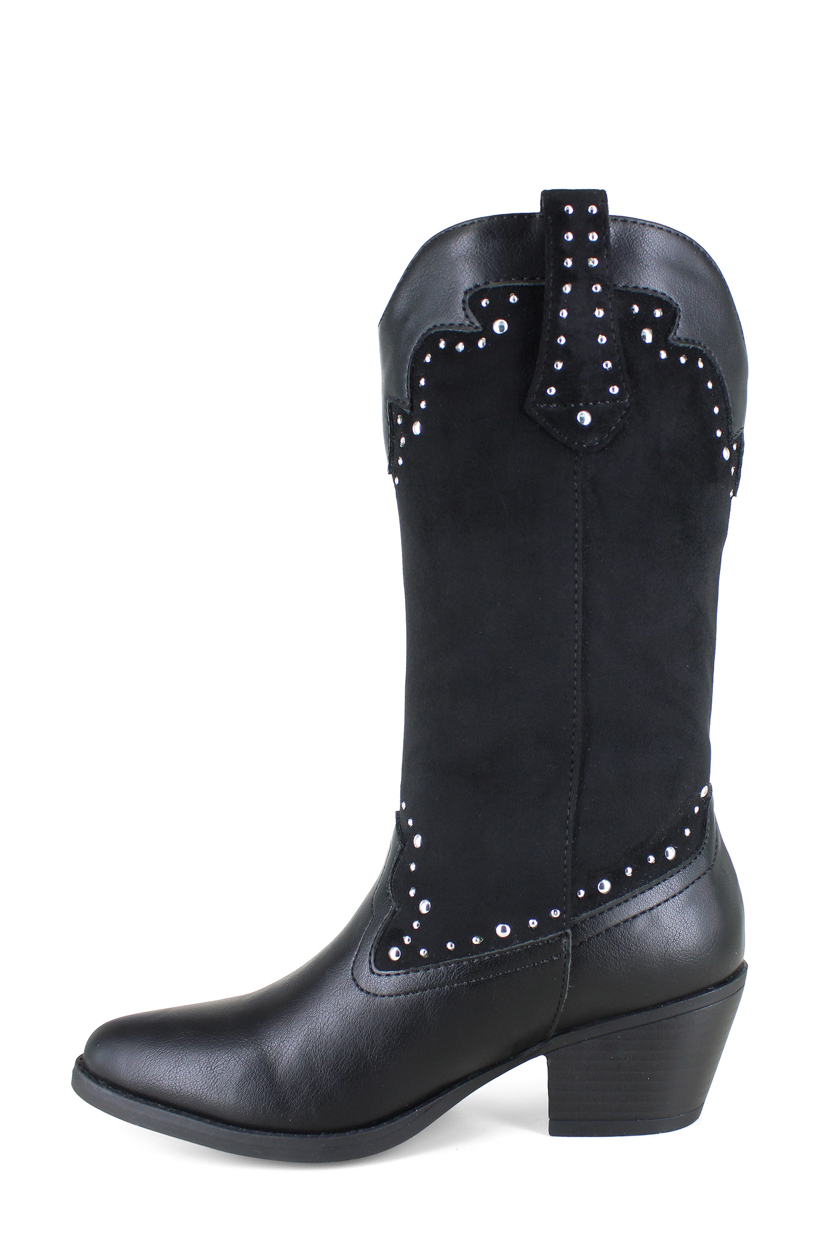 Devon Studded Western Boot, Alternate, color, BLACK