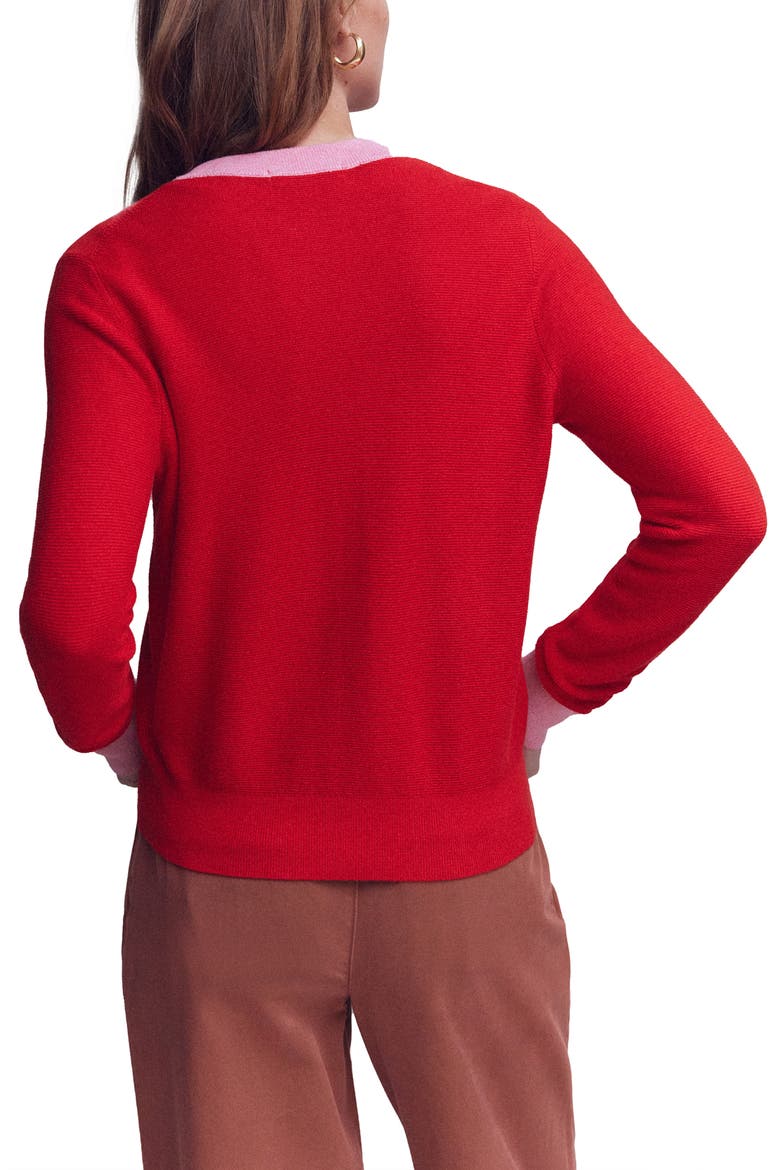 Grace Color Block Cardigan, Alternate, color, POPPY RED