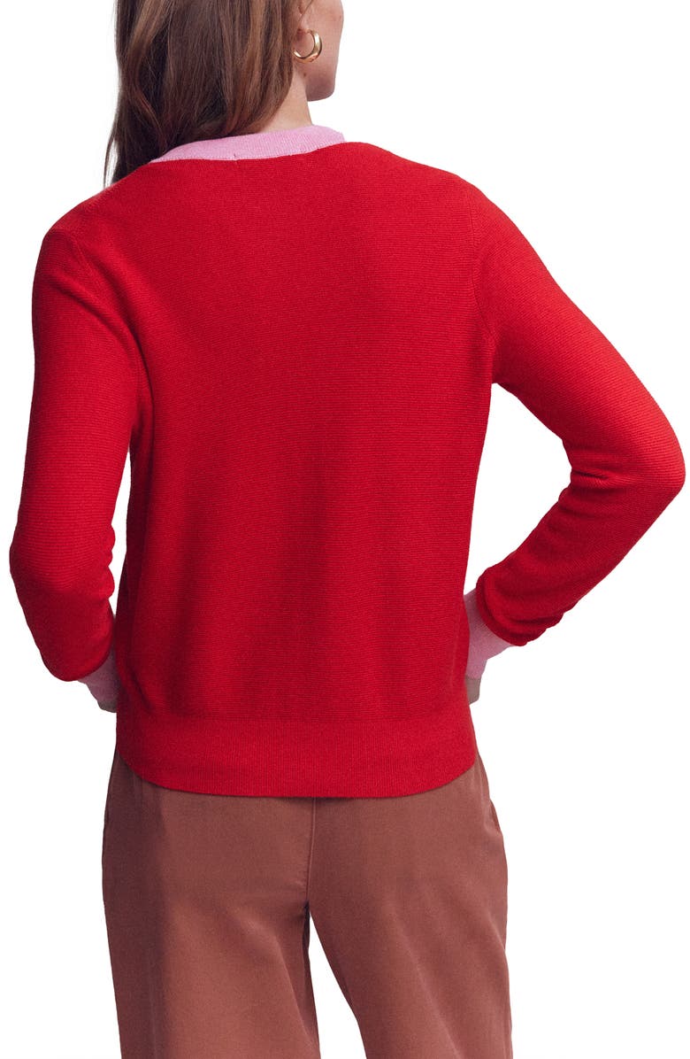 Boden Grace Color Block Cardigan, Alternate, color, Poppy Red