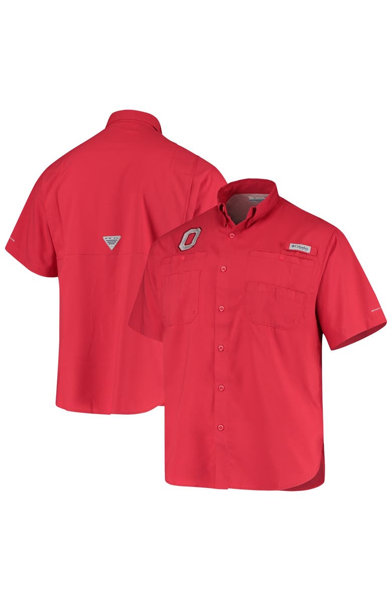 Columbia Men's Columbia Scarlet Ohio State Buckeyes Tamiami Omni-Shade Button-Down Shirt, Alternate, color, Scarlet