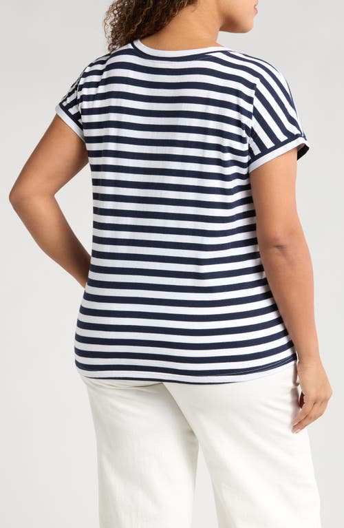 CASLON CASLON® STRIPE V-NECK COTTON T-SHIRT