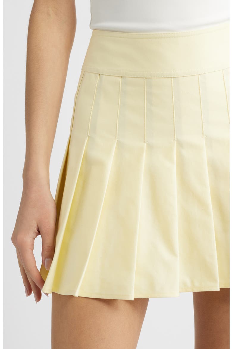 Sabine Pleated Cotton Twill Miniskirt, Alternate, color, CORNSILK YELLOW
