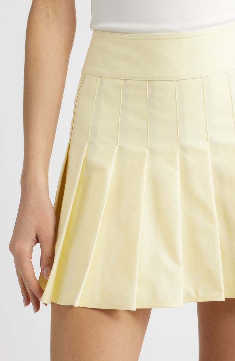 French Connection Sabine Pleated Cotton Twill Miniskirt, Alternate, color, Cornsilk Yellow