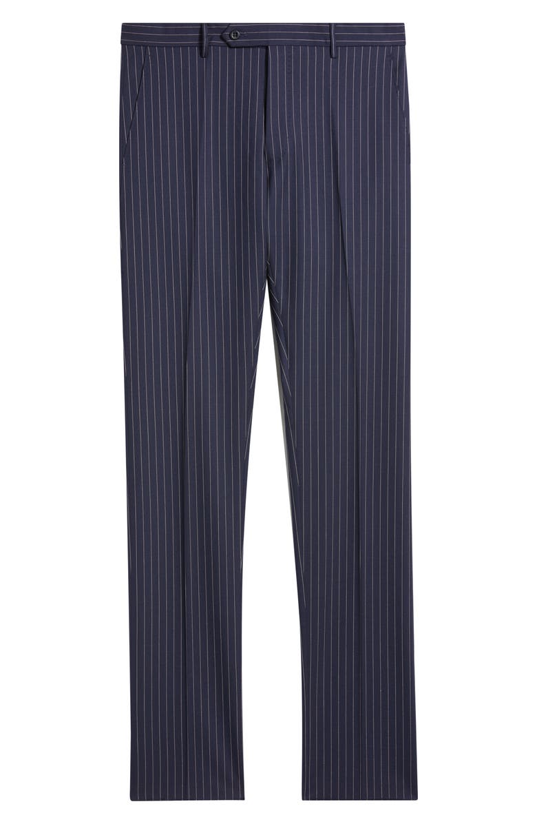 Zanella Noah Pinstripe Wool Blend Dress Pants, Alternate, color, Navy