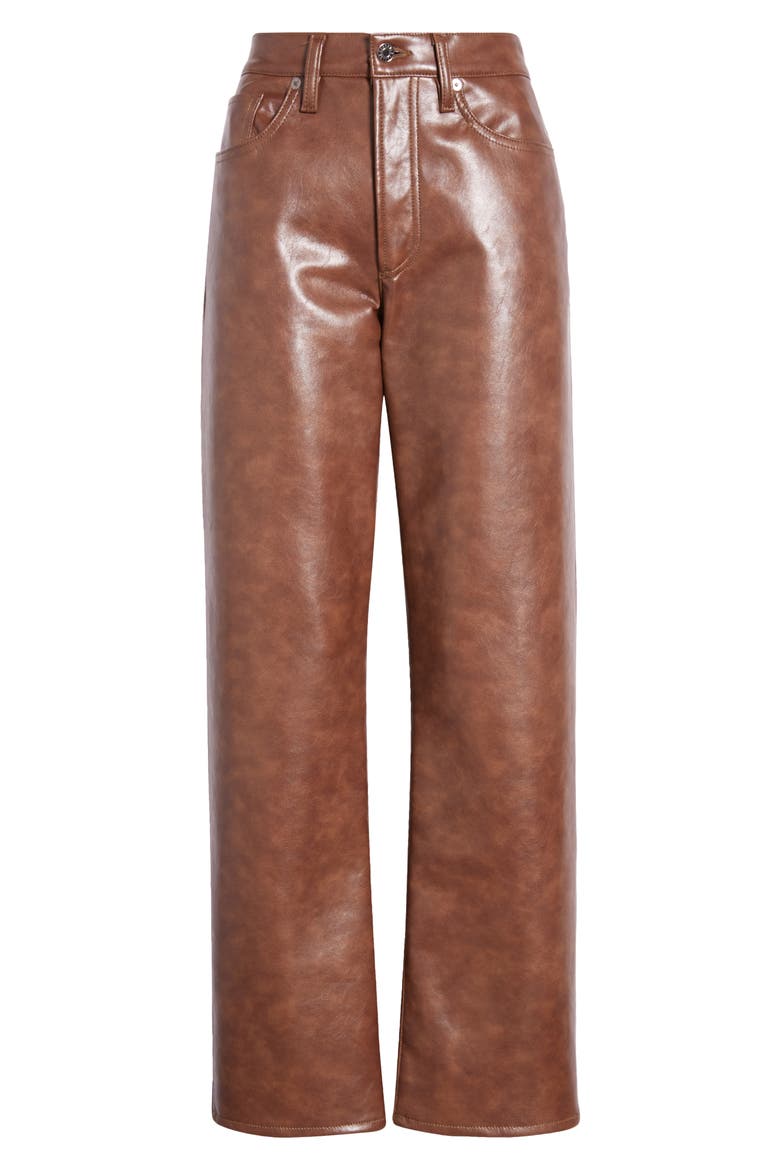 Sloane High Waist Straight Leg Recycled Leather Pants, Alternate, color, COLA