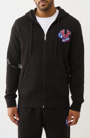 True Religion Embroidered Patch Zip Hoodie