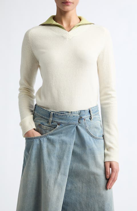Wool & Cotton Blend Half Zip Sweater