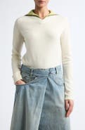 MM6 Maison Margiela Wool & Cotton Blend Half Zip Sweater