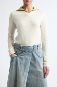 MM6 Maison Margiela Wool & Cotton Blend Half Zip Sweater