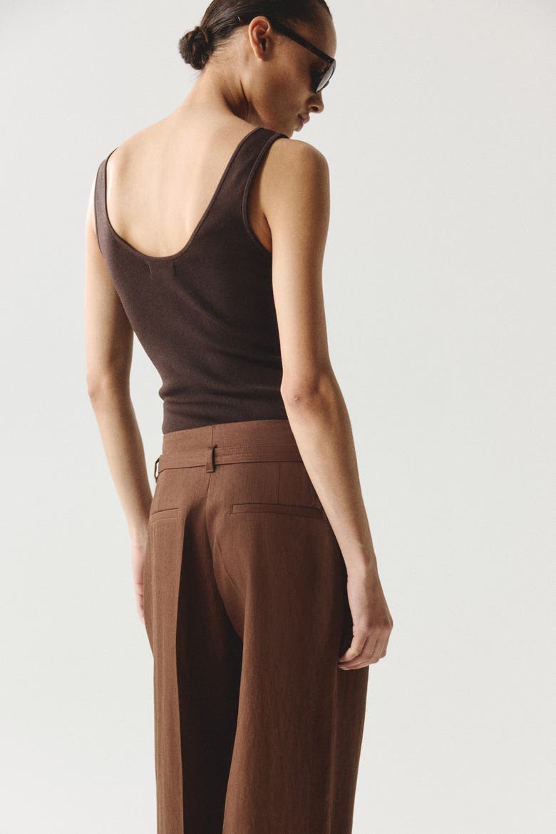 Wide-leg Pants With Belt, Alternate, color, Dark brown