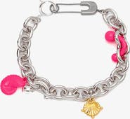 YOJ Coral Charm Bracelet in Silver and Pink