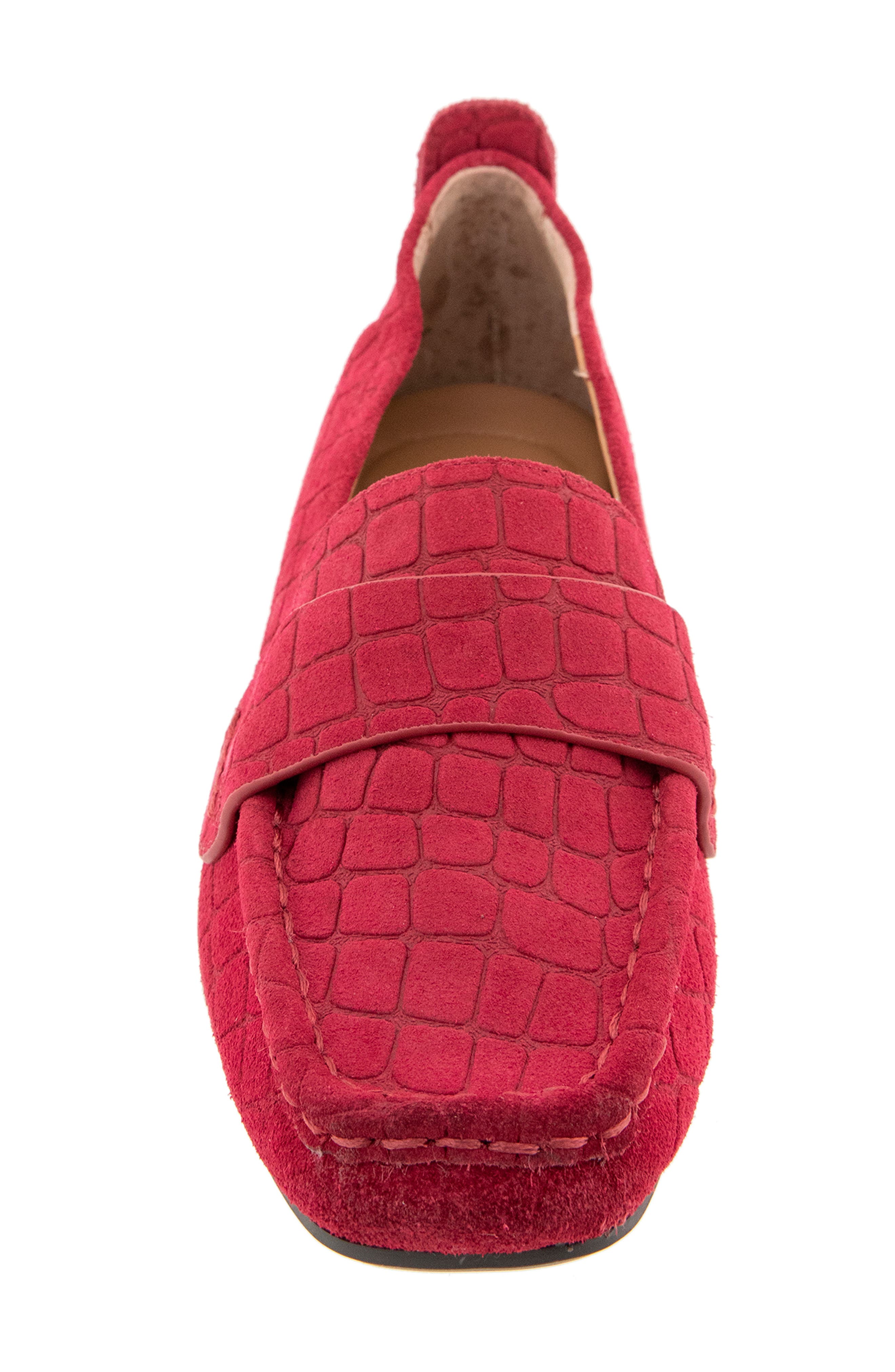Sophie Loafer, Alternate, color, RIO RED CROC SUEDE
