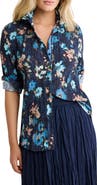 nz BY NIC AND ZOE Glowy Floral Button-Up Cotton Crinkle Shirt