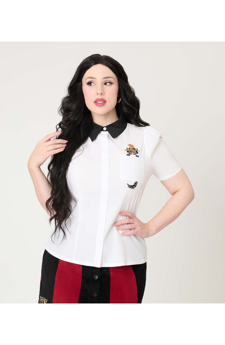 Unique Vintage 1940s Collared Blouse, Alternate, color, White