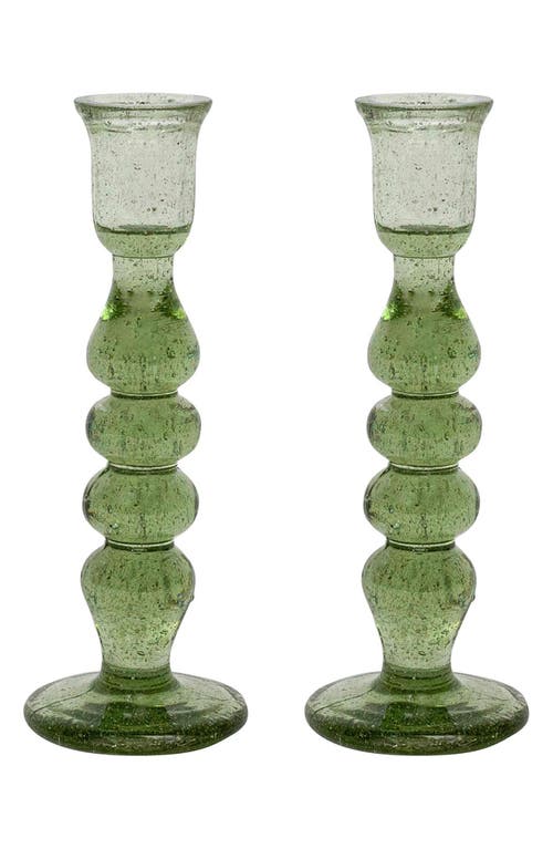 Juliska Provence Set Of 2 Candlesticks In Basil