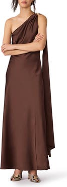 Steve Madden Aurorah One-Shoulder Shawl Dress