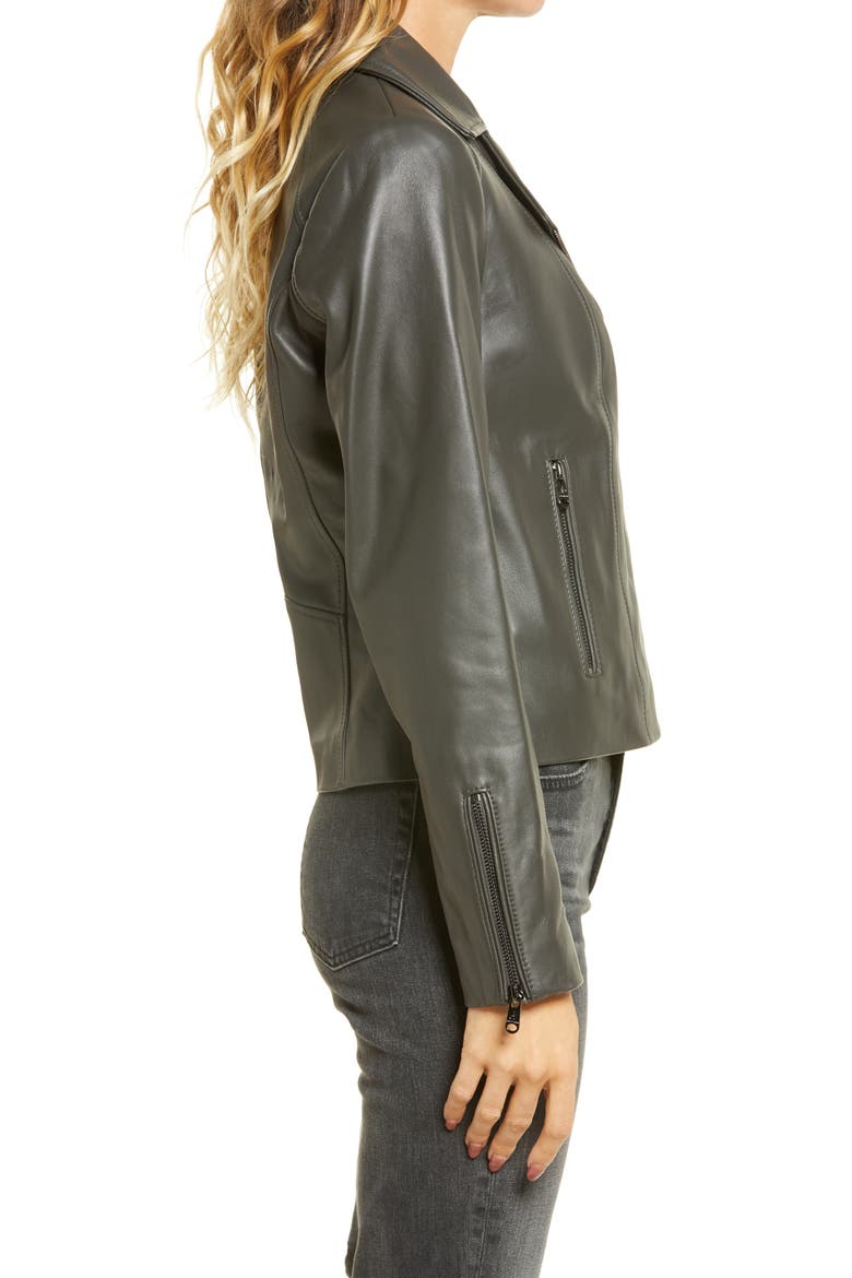 Leather Moto Jacket, Alternate, color, STEEL