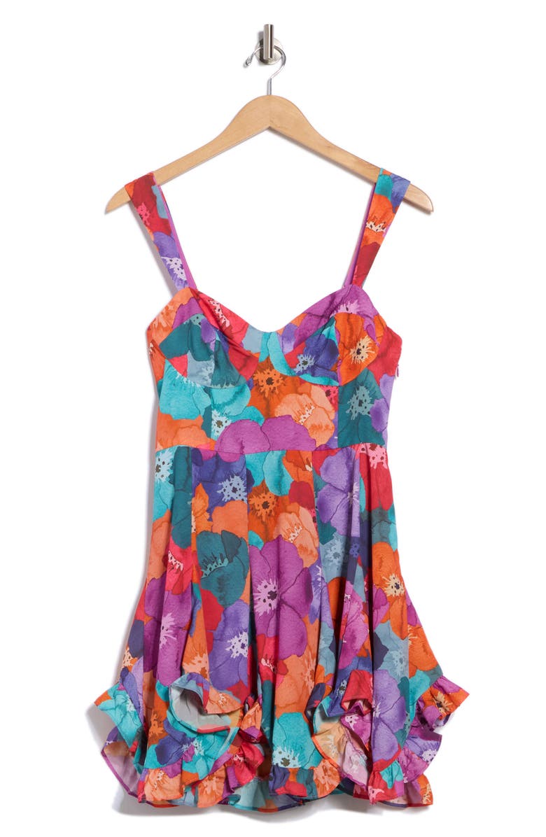 Hutch Scallop Hem Fit and Flare Dress, Alternate, color, Aqua/ Purple/ Orange