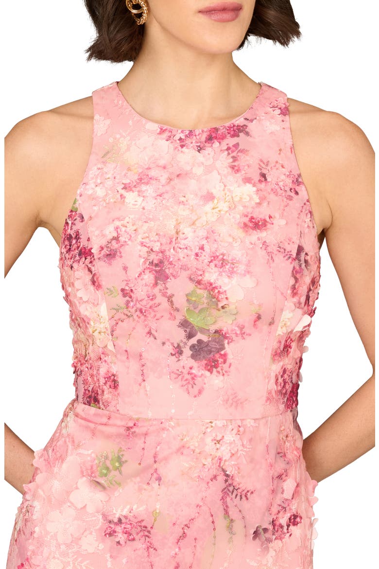 3D Embroidered Midi Dress, Alternate, color, PINK MULTI