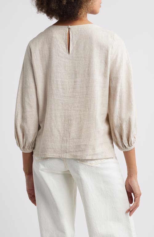 Caslonr Caslon(r) Balloon Sleeve Linen Blend Top In Flax