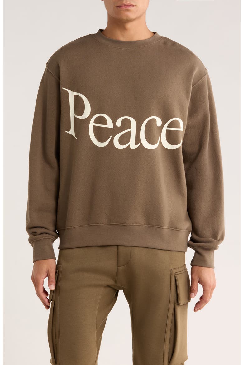 Jumbo Wordmark Cotton Fleece Crewneck Sweatshirt, Main, color, BROWN