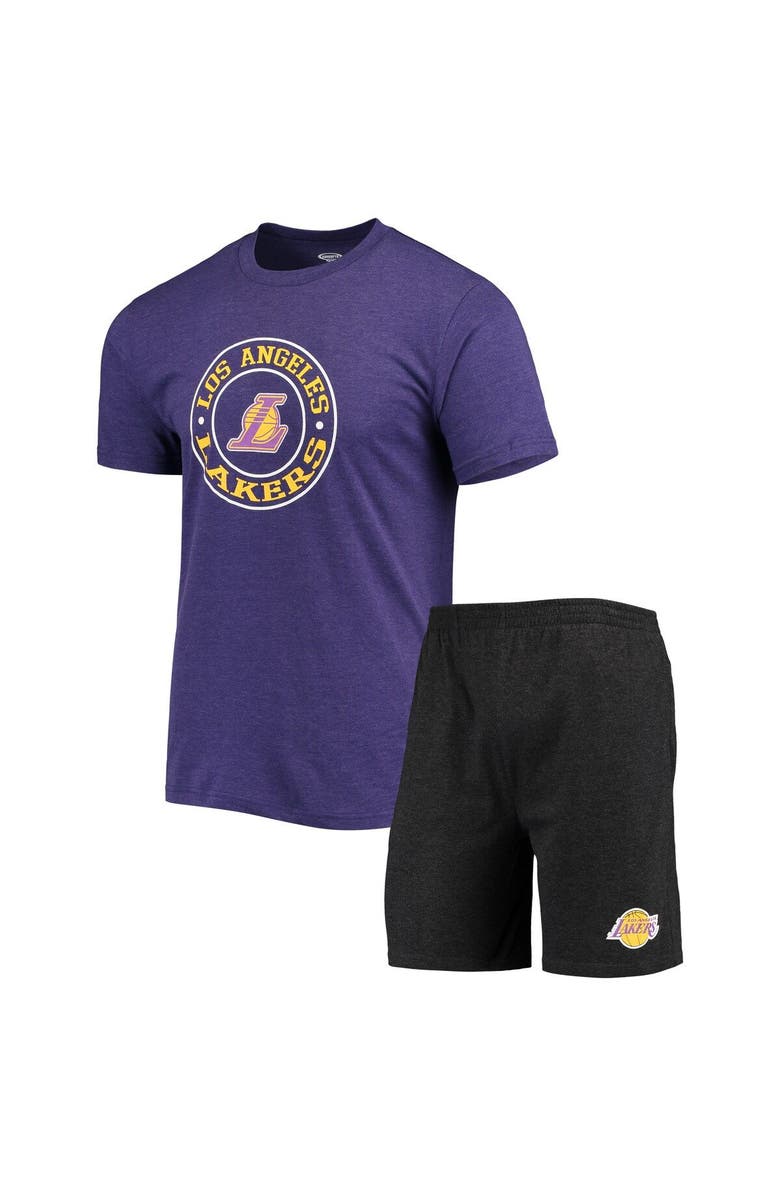 CONCEPTS SPORT Men's Concepts Sport Black/Purple Los Angeles Lakers T-Shirt & Shorts Sleep Set, Main, color, 