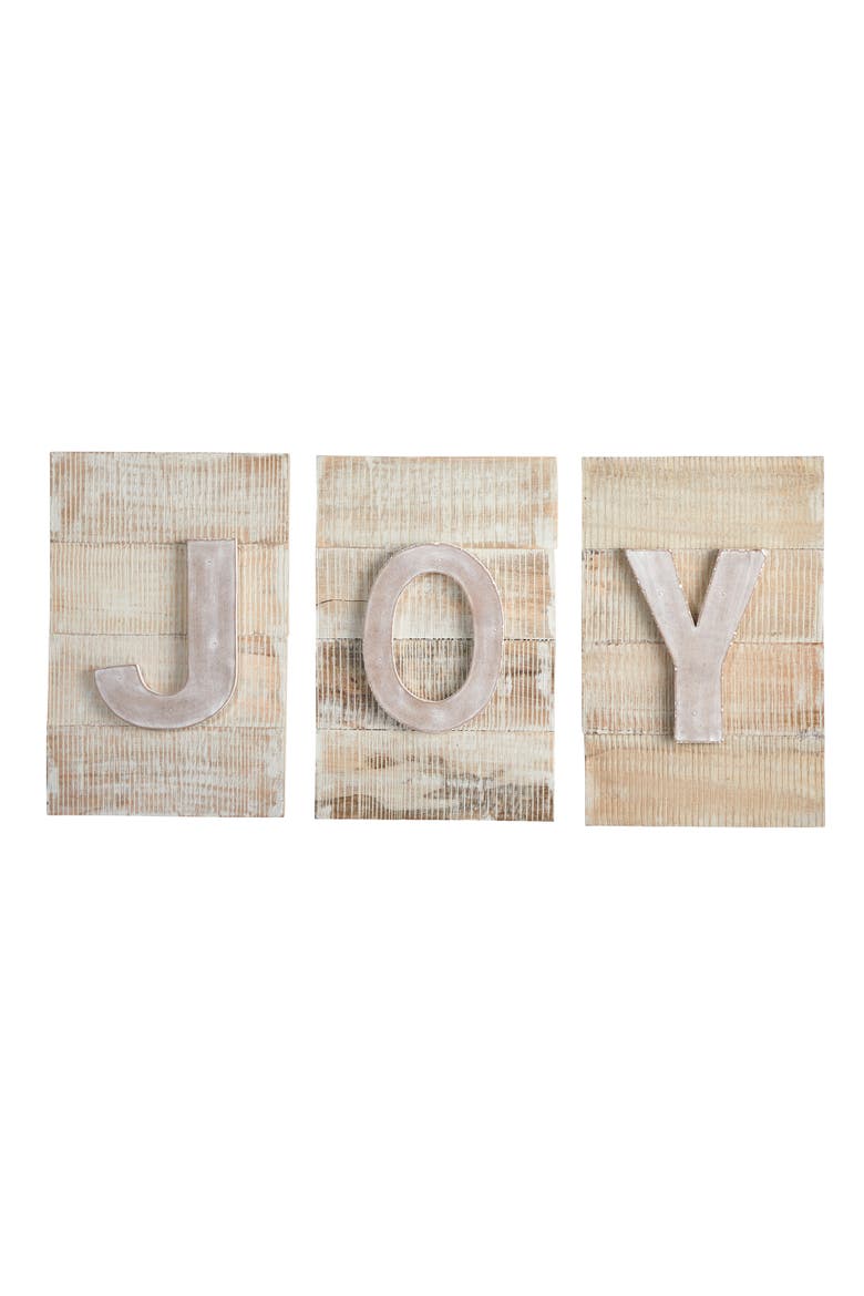 15-in Rustic JOY Wall Art, Main, color, Beige