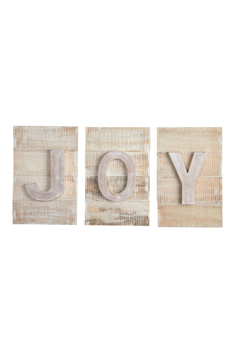 NEARLY NATURAL 15-in Rustic JOY Wall Art, Main, color, Beige