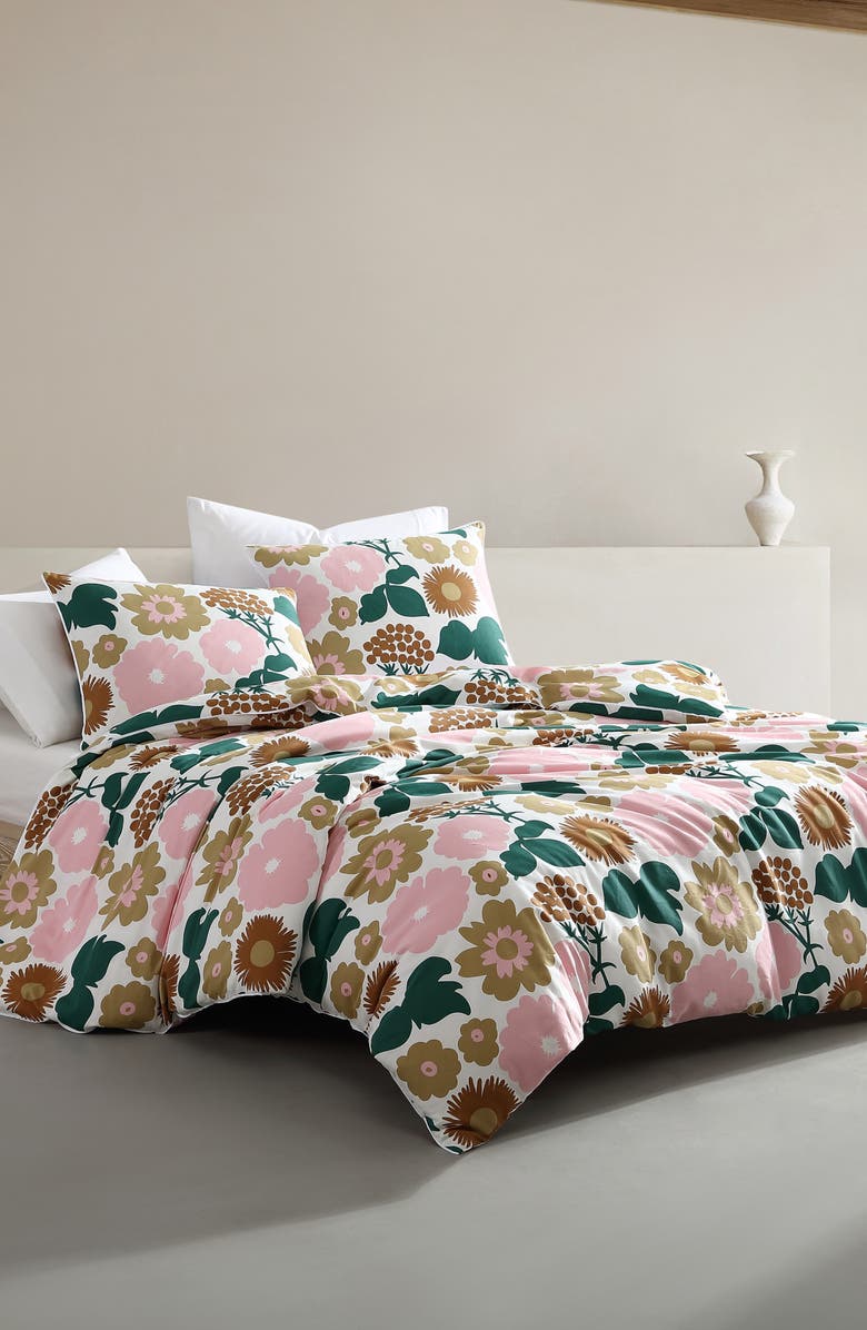 Marimekko Pieni Kukkatori Duvet Cover & Shams Set, Alternate, color, Pink/ Beige