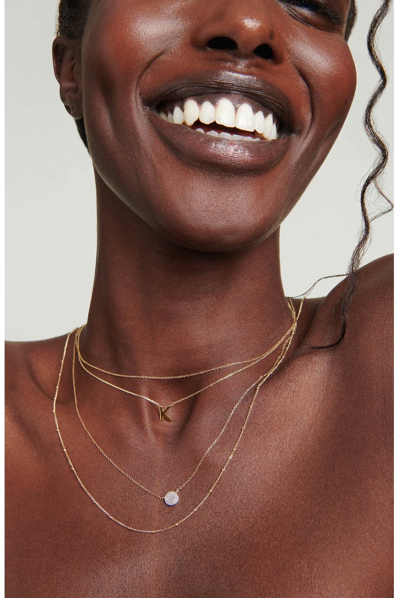 Pavé Diamond Round Necklace, Alternate, color, Yellow Gold