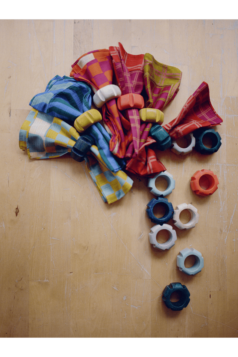 Handpainted Asterisk Napkin Rings Set of 4, Alternate, color, BOLD ASSORTED
