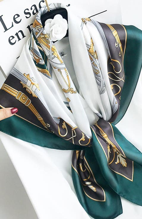 Pure Mulberry Silk Printed Square Shawl Scarf