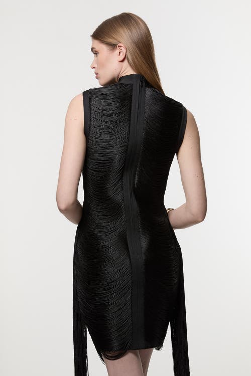Karen Millen Knit Tassel Mini Dress In Black