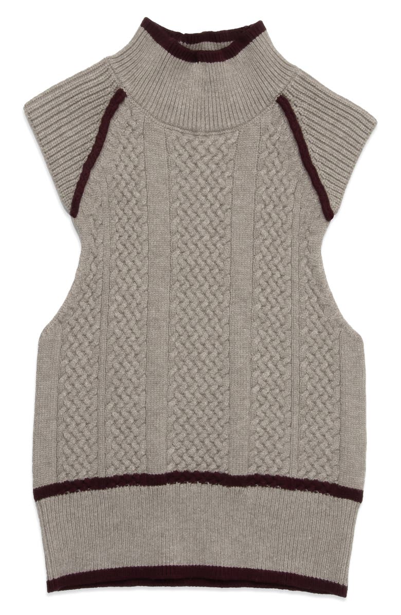 DELUC Joe Mock Neck Knit Vest, Main, color, Light Grey With Wine