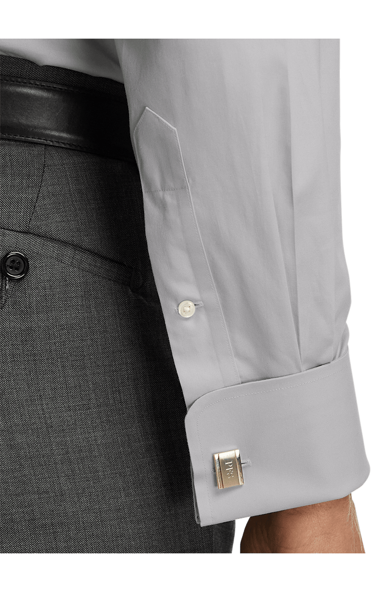 Paul Fredrick Non-iron Cotton Pinpoint Solid Point Collar French Cuff Dress Shirt, Alternate, color, Grey
