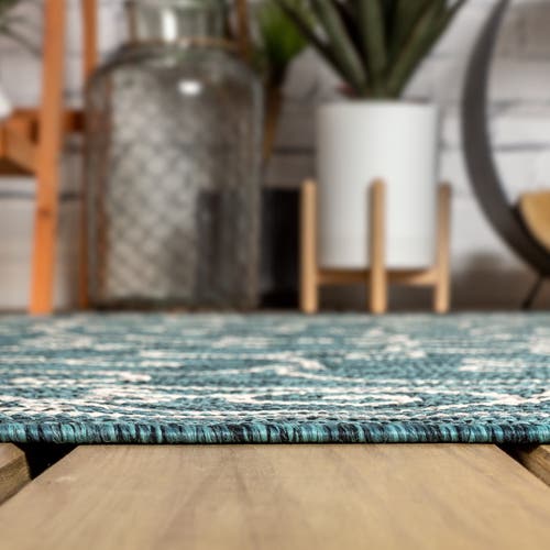 Jonathan Y Charleston Vintage Filigree Textured Weave Octagon Indoor/outdoor Area Rug In Blue