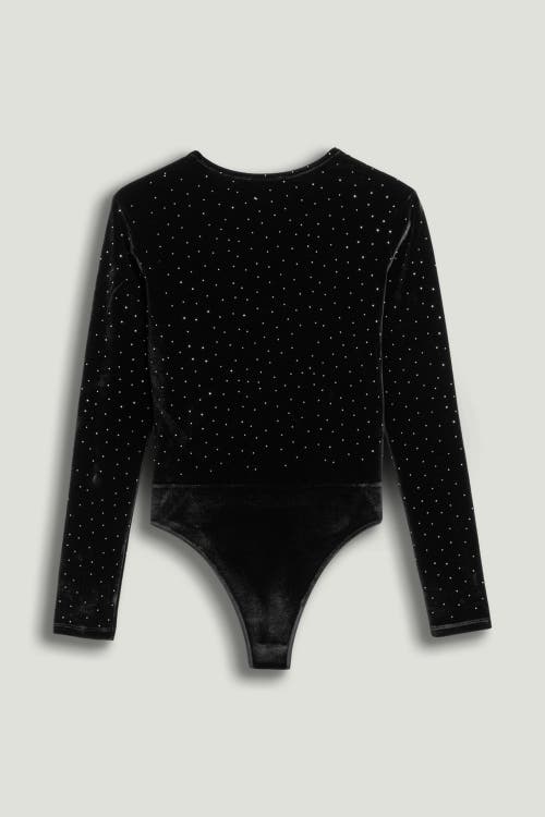 Nocturne Plunge V-neck Embellished Bodysuit In Black