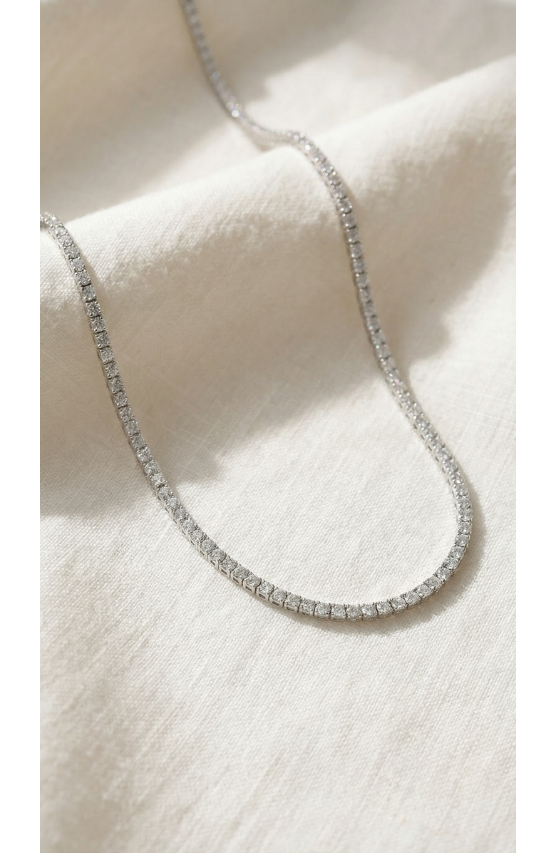 Bliss Diamond 7Ct TW Diamond Tennis Necklace 4-Prong 14k Gold 16.5" Lab Grown, Alternate, color, 14K White Gold