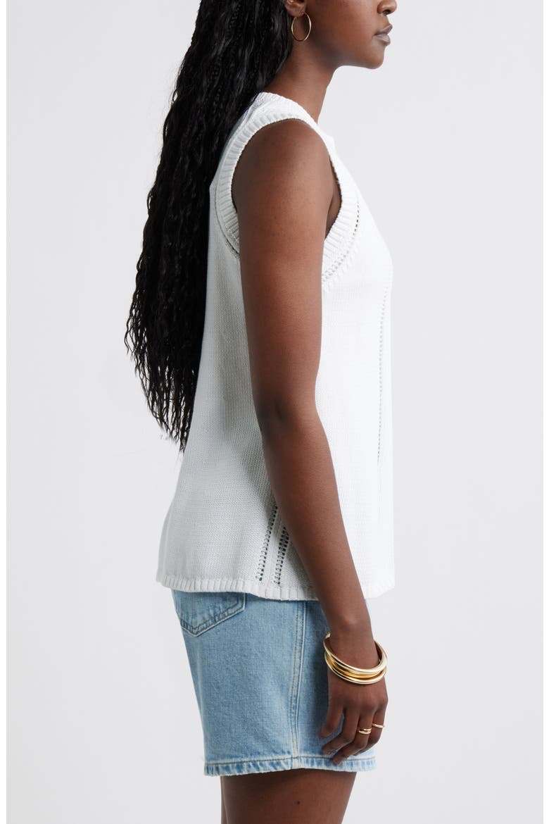 Open Stitch Sleeveless Sweater, Alternate, color, WHITE