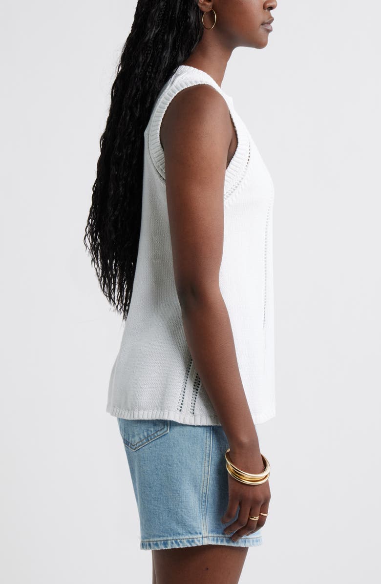 Caslon<sup>®</sup> Open Stitch Sleeveless Sweater, Alternate, color, White