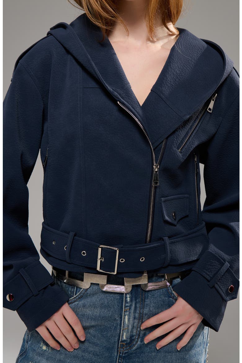 Vanta Faux Leather Moto Jacket, Alternate, color, NAVY