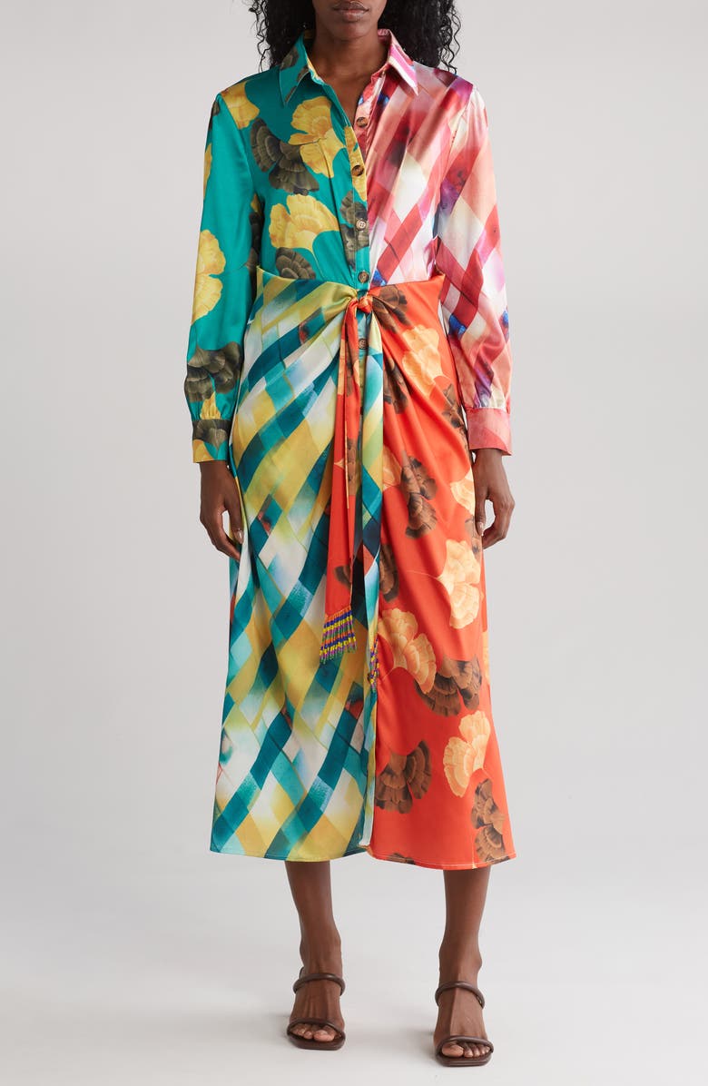 STITCHDROP Trinidad Mix Print Long Sleeve Shirtdress, Main, color, 