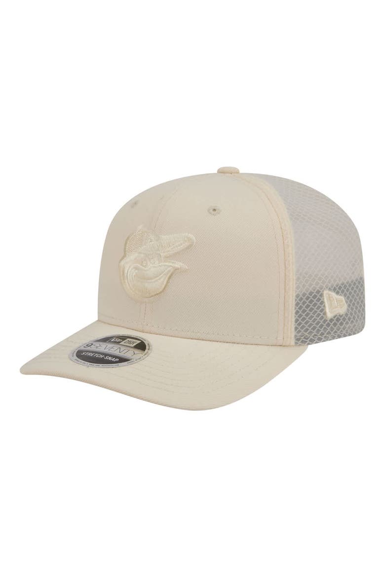 Men's New Era Light Beige Baltimore Orioles Color Pack COOLERA 9SEVENTY Trucker Adjustable Hat, Main, color, Light Beige